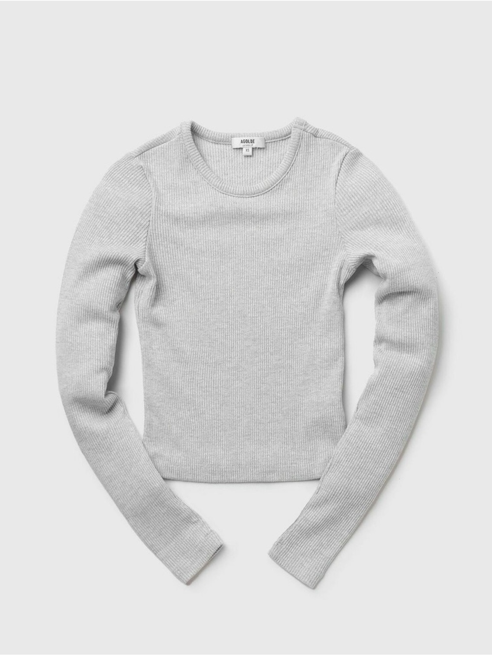 Agolde Light Gray Ribbed Crewneck Sweater